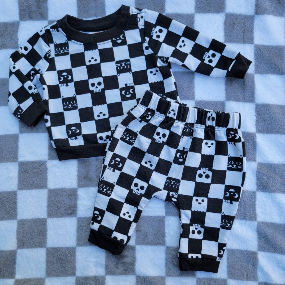 Baby Cat & Jack Halloween Checkers Jogger Set Size 0-3m